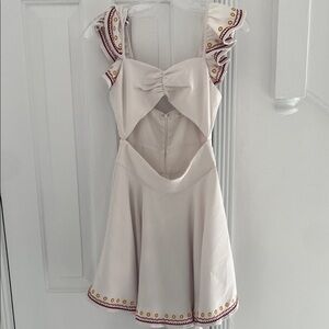 Tularosa White Ruffled Tie Front Mini Dress